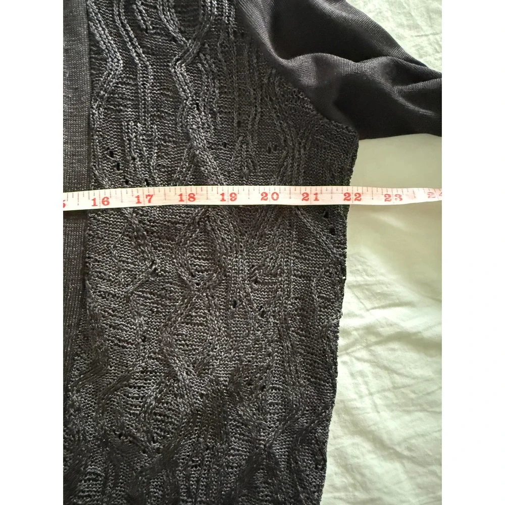 Ralph Lauren Black Silk Blend Openwork Cardigan Dark Romantic Quiet Luxury L